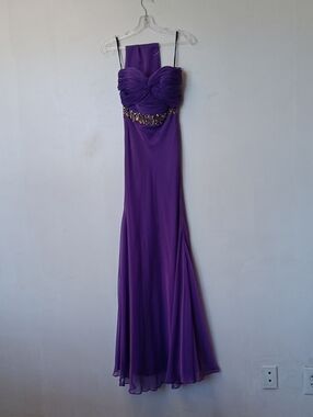 Purple Embellished Strapless Maxi Dress